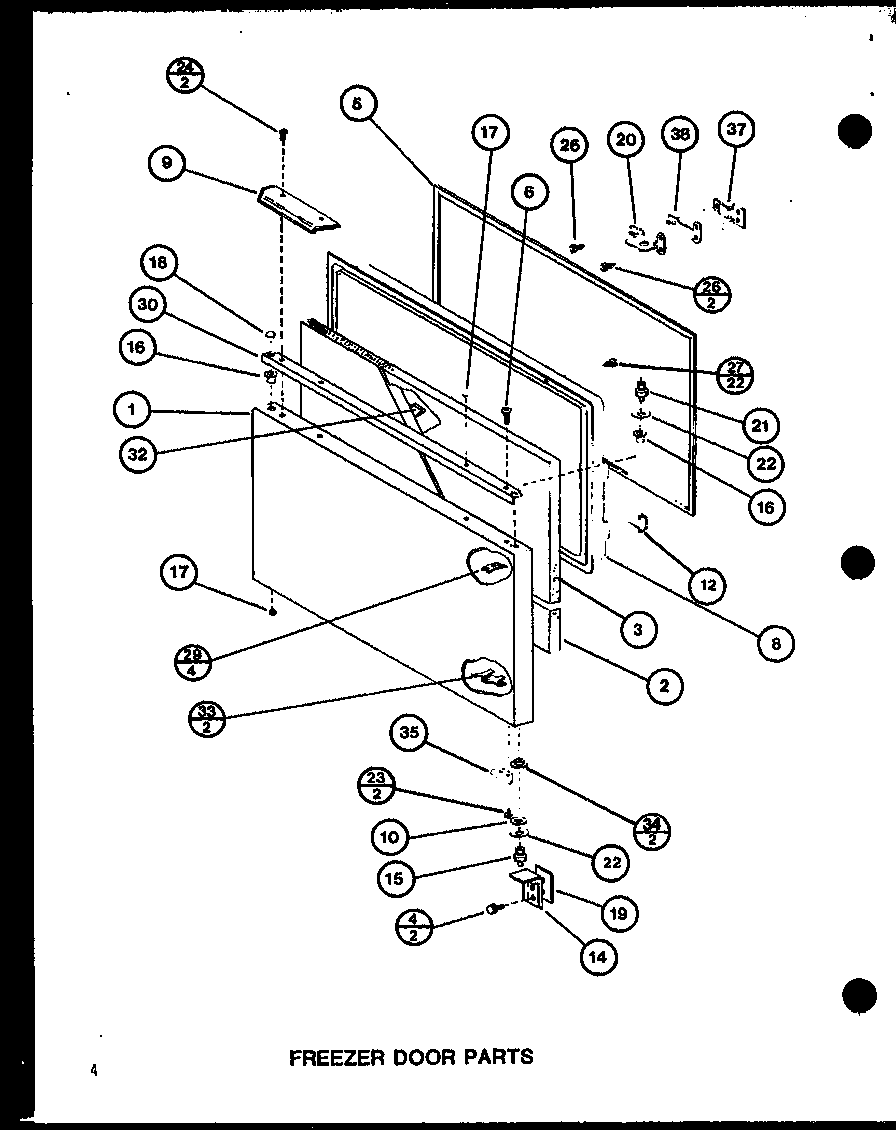Freezer door parts (bc20j/p7680812w) (br20j/p7680813w)