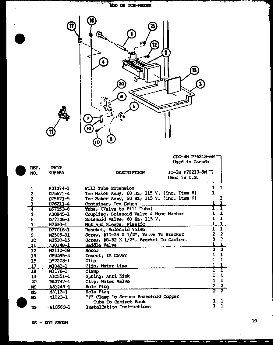 Addd on ice-maker (ic-3h/p76213-5w) (cic-4h/p76213-6w)