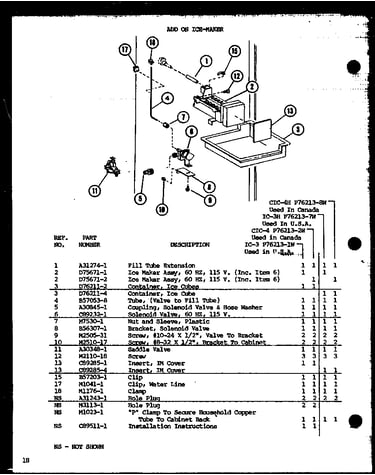 Add on ice-maker (ic-3/p76213-1w) (cic-4/p76213-2w) (ic-3h/p76213-7w) (cic-4h/p76213-8w)