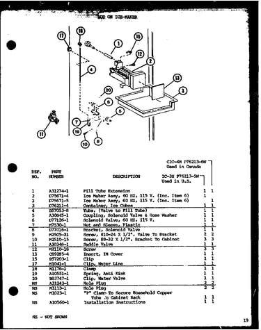 Add on ice-maker (ic-3h/p76213-5w) (cic-4h/p76213-6w)