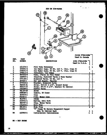 Add on ice-maker (ic3h/p7621305w) (cic4h/p7621306w)