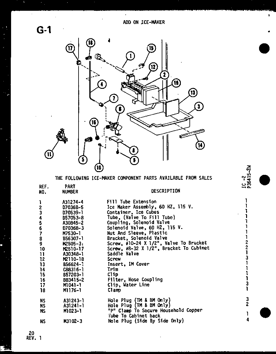 ADD ON ICE MAKER (IC-2/P36415-2W)