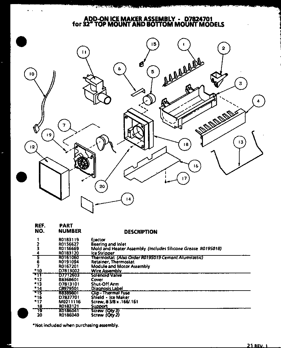 Add-on ice maker assembly