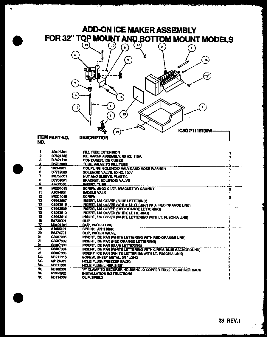 ADD-ON ICE MAKER ASSEMBLY