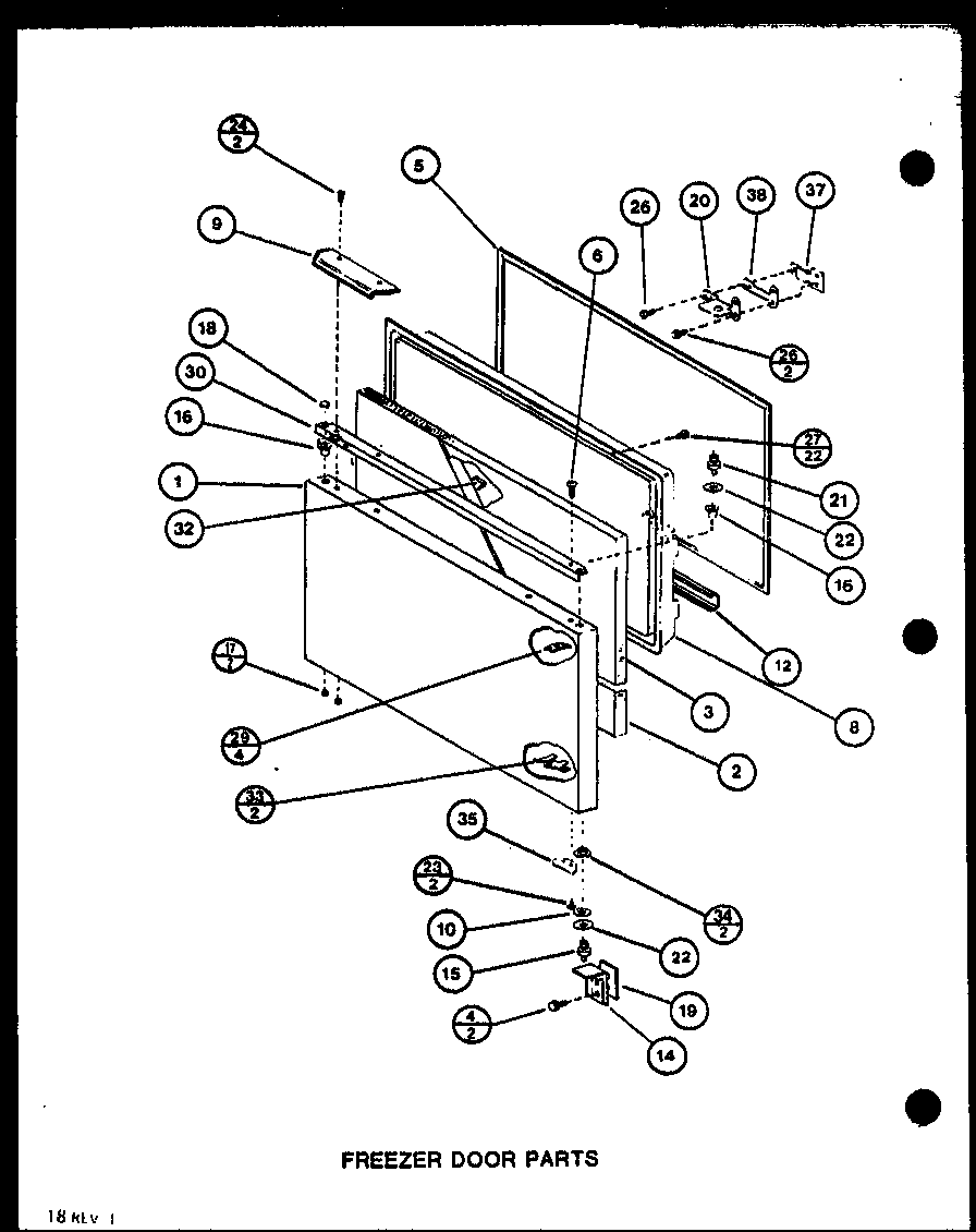 Freezer door parts (bc20m/p7812521w) (bc20n/p7812528w)