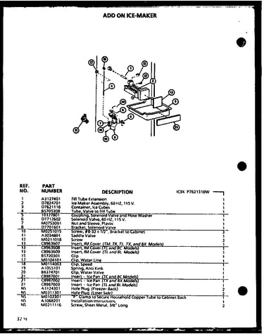 Add on ice-maker (ic3k/p7621310w)