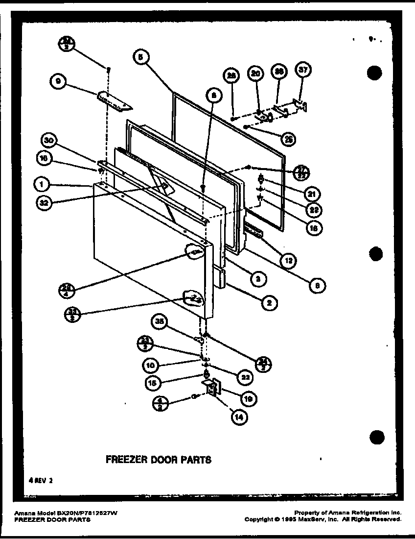 Freezer door parts (bx20m/p7812520w) (bx20n/p7812527w)