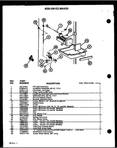 Add-on ice maker (ic3k/p7621310w)