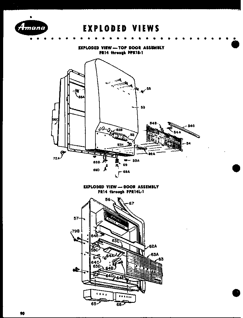 EXPLODED VIEW - TOP DOOR ASSEMBLY (FPR14) (FPR14L) (FPR18) (FPR18L) (FPR14-1) (FPR14L-1) (FPR18-1)