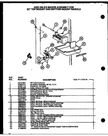 Add on ice-maker assembly (ic3n/p1110701w)