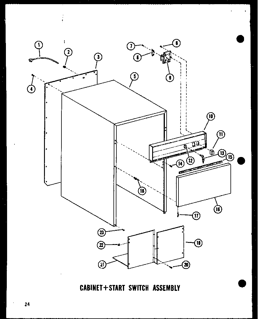 Cabinet + start switch assembly
