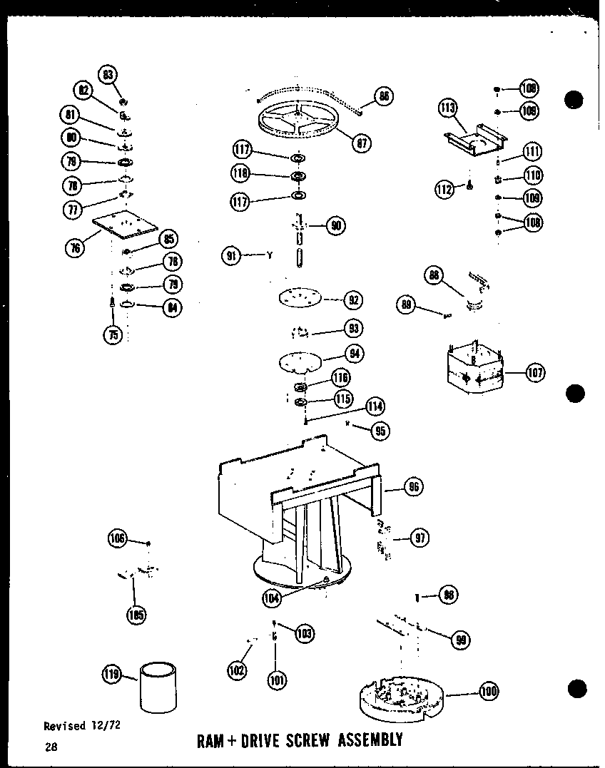 Ram + drive screw assembly