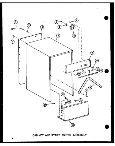 Cabinet and start switch assembly