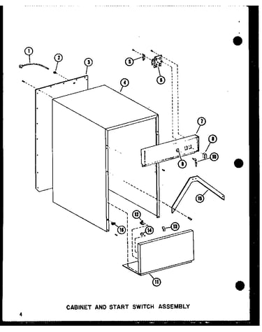 Cabinet and start switch assembly