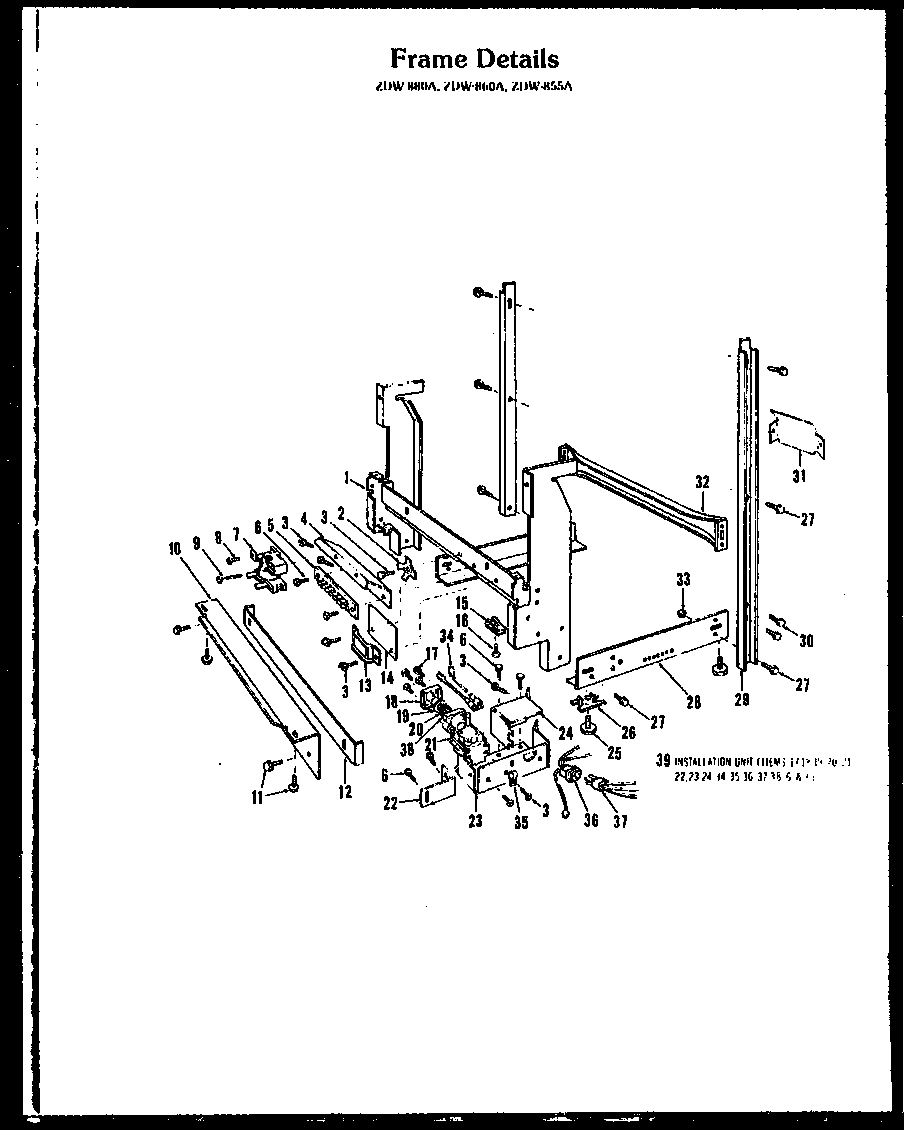 FRAME DETAILS (ZDW-880A) (ZDW-855A) (ZDW-860A)