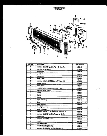 Control panel (zdw-855-d)