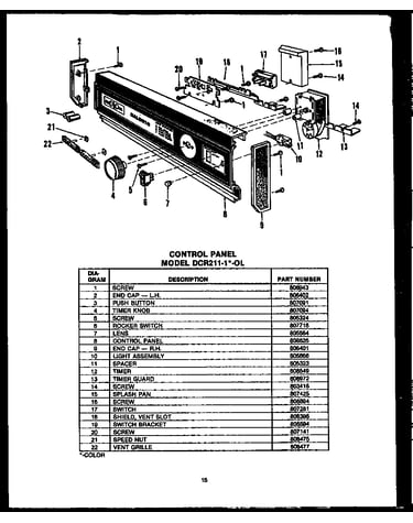 Control panel (dcr-211-1h-ol) (dcr-211-1w-ol) (dcr-211-1l-ol)