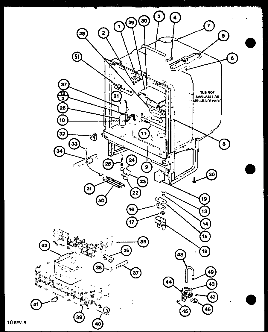 Tub/upper rack assy