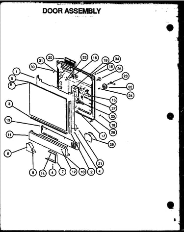 Door assembly (gax100l/p1139727nl) (dus200w/p1139728nw) (dus300l/p1139729nl) (dus300b/p1139729nb) (dus400b/p1139730nb) (dus500b/p1139731nb) (ddw550b/p1139735nb)