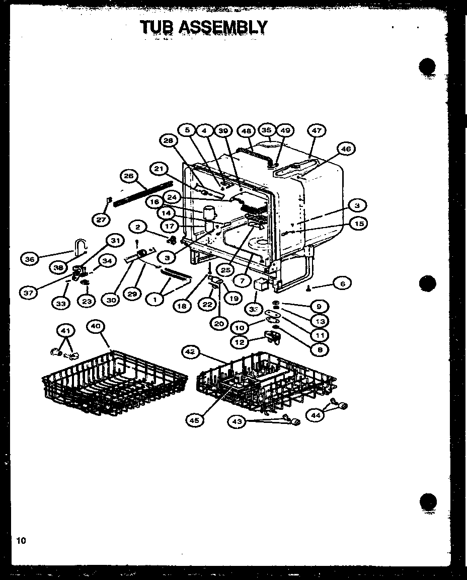 Tub assembly (gax100l/p1139727nl) (dus200w/p1139728nw) (dus300l/p1139729nl) (dus300b/p1139729nb) (dus400b/p1139730nb) (dus500b/p1139731nb) (ddw550b/p1139735nb)