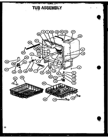 Tub assembly (gax100l/p1139727nl) (dus200w/p1139728nw) (dus300l/p1139729nl) (dus300b/p1139729nb) (dus400b/p1139730nb) (dus500b/p1139731nb) (ddw550b/p1139735nb)