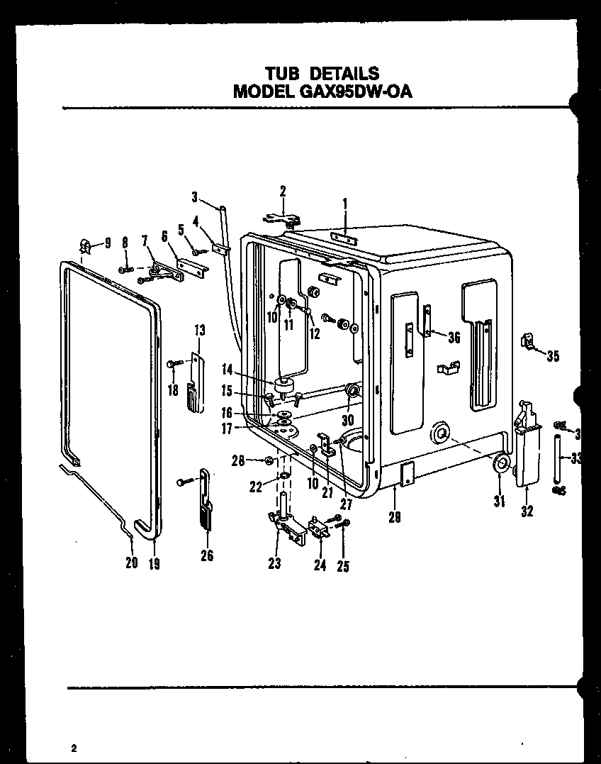 Tub details (gax95dw-oa/mn01) (gax95dw-oa/mn02) (gax95dw-oa/mn03)