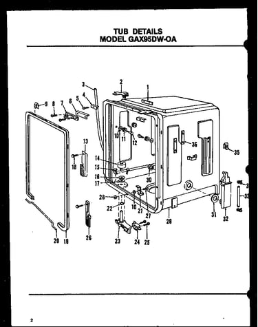 Tub details (gax95dw-oa/mn01) (gax95dw-oa/mn02) (gax95dw-oa/mn03)