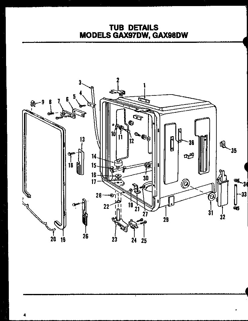 Tub details (gax97dw/mn01) (gax97dw/mn02) (gax97dw/mn03) (gax98dw/mn01) (gax98dw/mn02) (gax98dw/mn03)