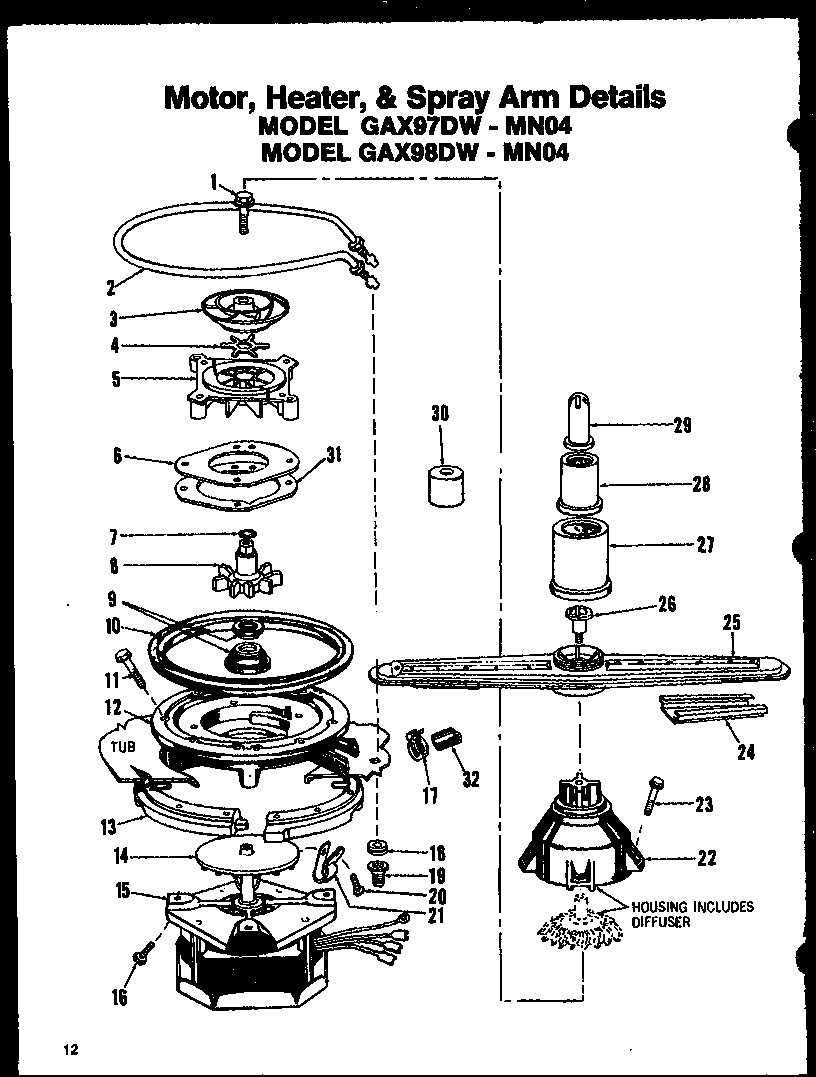 Motor (gax97dw/mn01) (gax97dw/mn02) (gax97dw/mn03) (gax98dw/mn01) (gax98dw/mn02) (gax98dw/mn03)