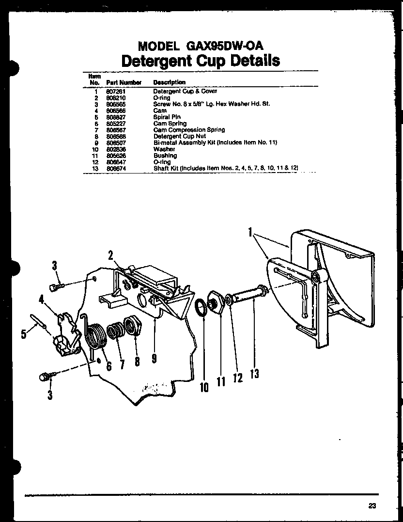 DETERGENT CUP DETAILS (GAX95DW-OA/MN01) (GAX95DW-OA/MN02) (GAX95DW-OA/MN03)