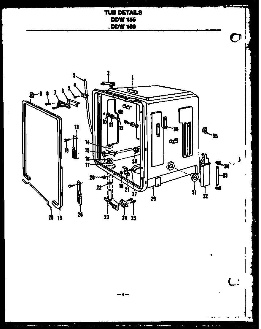 TUB DETAILS (DDW155/MN02) (DDW155/MN03) (DDW155/MN04) (DDW160/MN02) (DDW160/MN03) (DDW160/MN04)