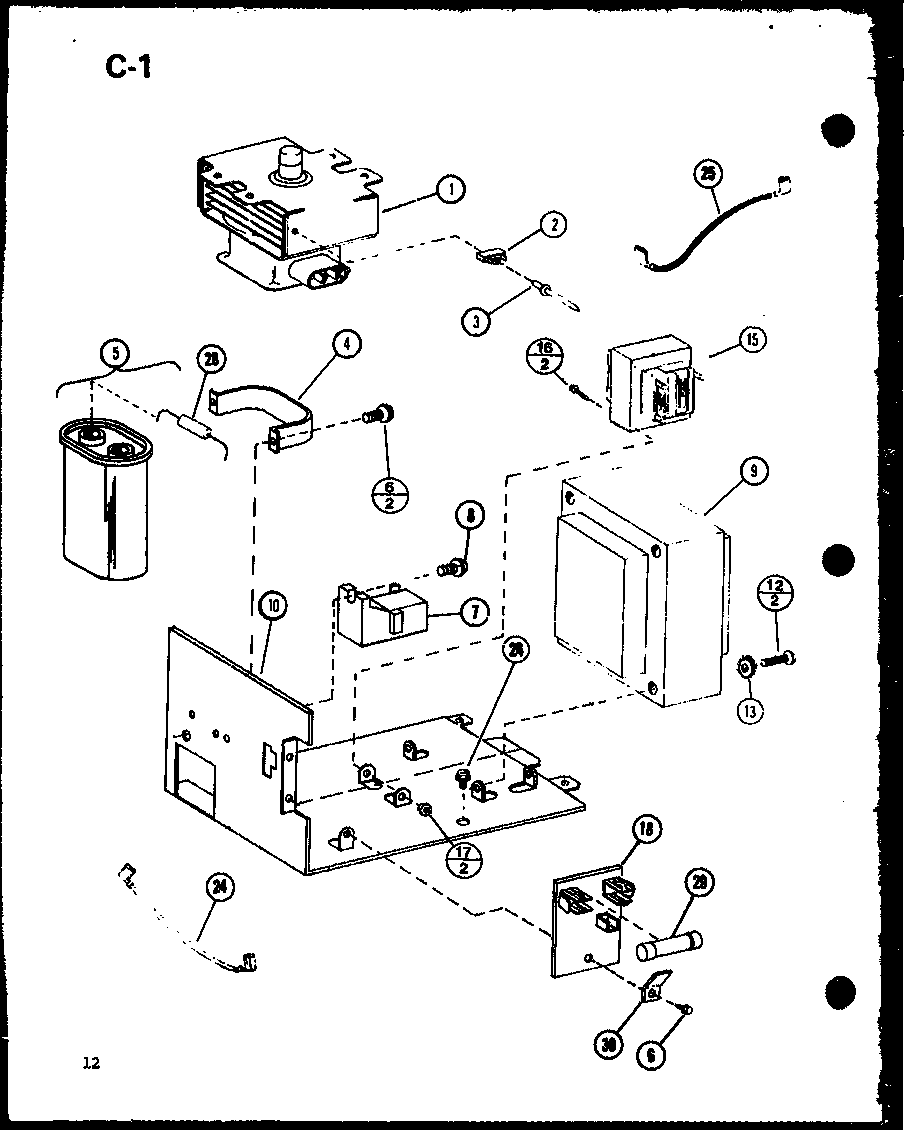 Magnetron/transformer/capacitor