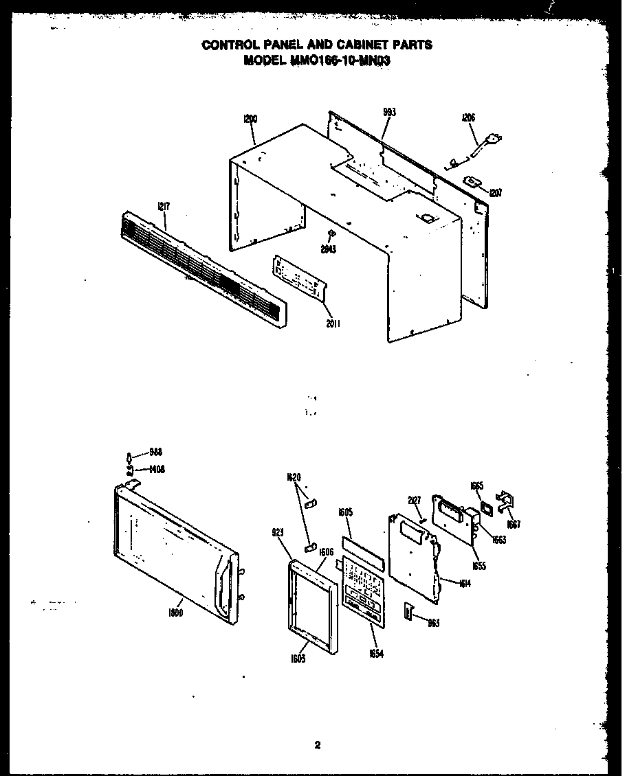 Control panel and cabinet parts