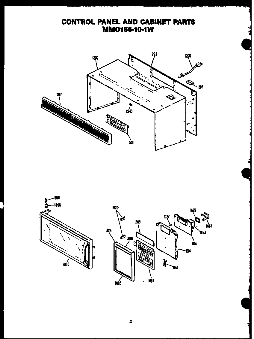 Control panel and cabinet parts
