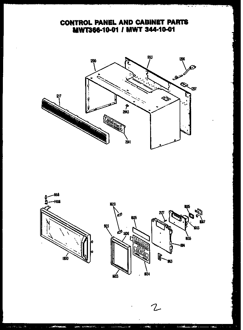 Control panel and cabinet parts