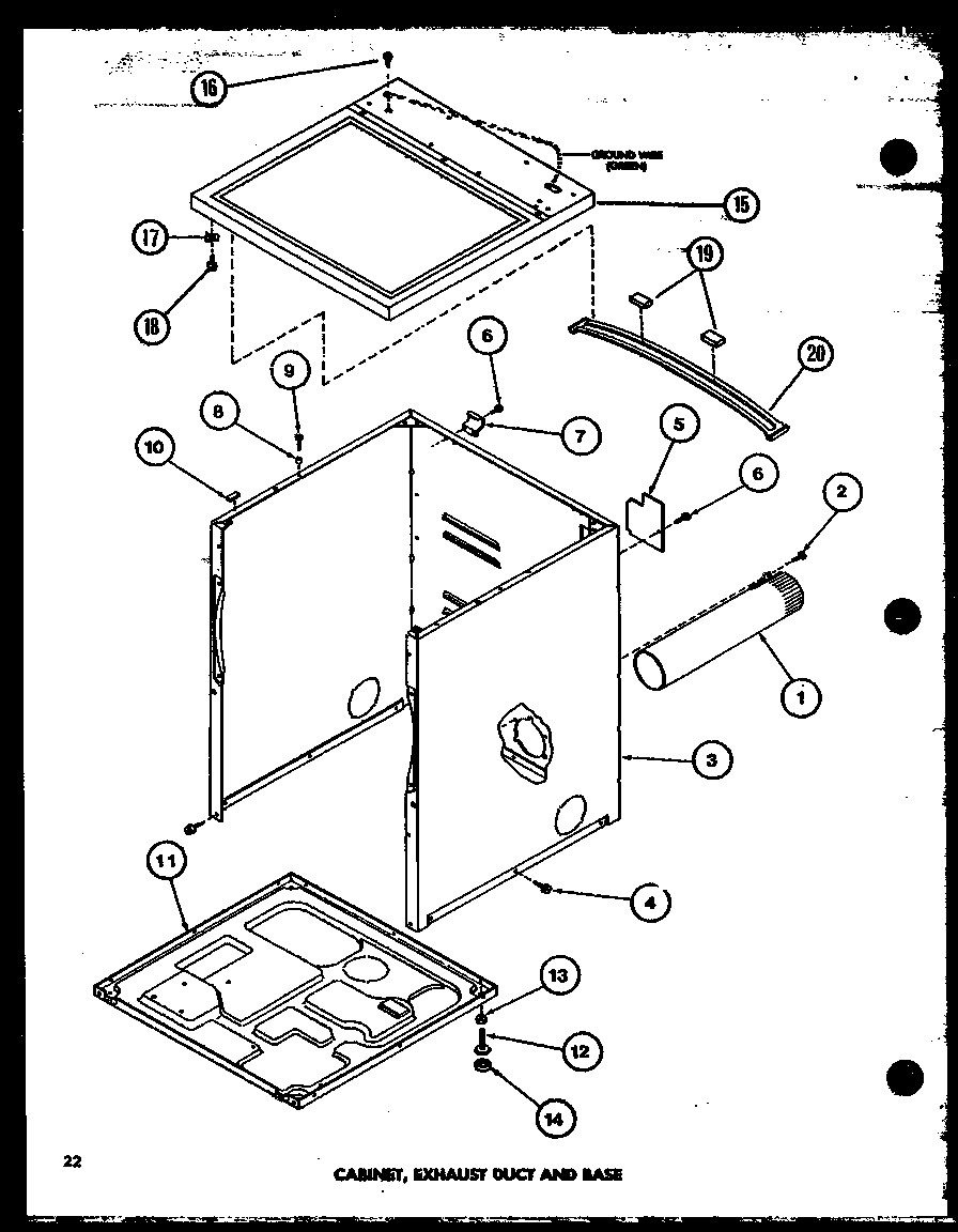 CABINET. EXHAUST DUCT AND BASE (LG2811/P7804802W) (LE2910/P7804803W) (LG2911/P7804804W) (LED850/P7804805W) (LGD851/P7804806W) (LED950/P7804807W) (LGD951/P7804808W) (LE2810/P7804801W)