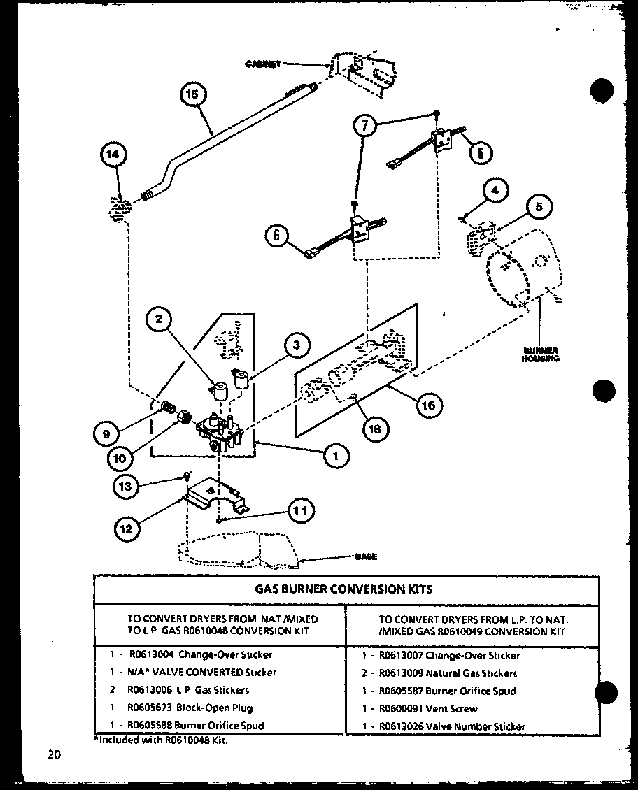 Gas burner conversion kits (lg2912/p7804818w) (le2812/p7804816w) (le9012/p7804814w)