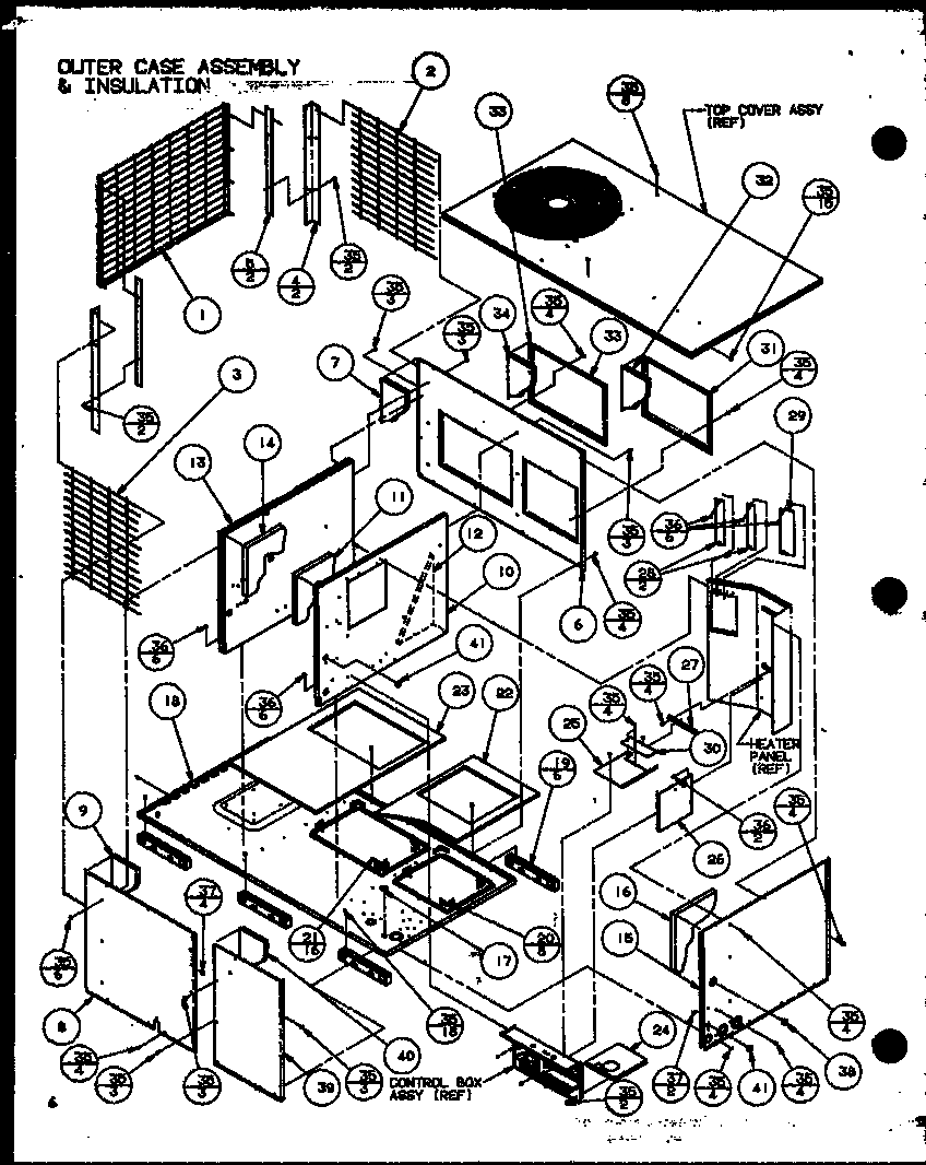 Outer case assembly & insulation (spco24001a/p9999101c) (spco30001a/p9999102c) (spco36001a/p9999103c) (spco36003a/p9999104c)