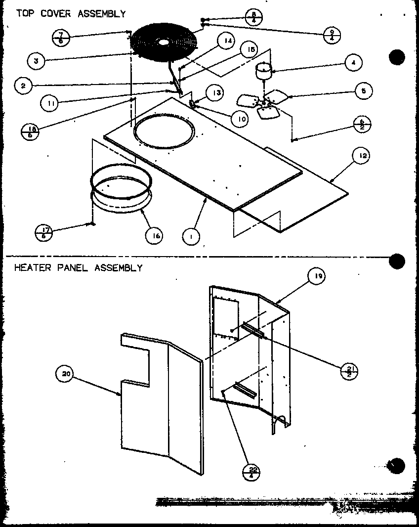 Top cover assembly/heater panel assembly (spco24001a/p9999101c) (spco30001a/p9999102c) (spco36001a/p9999103c) (spco36003a/p9999104c)