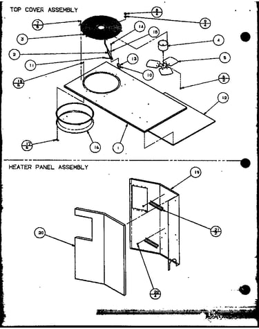 Top cover assembly/heater panel assembly (spco24001a/p9999101c) (spco30001a/p9999102c) (spco36001a/p9999103c) (spco36003a/p9999104c)
