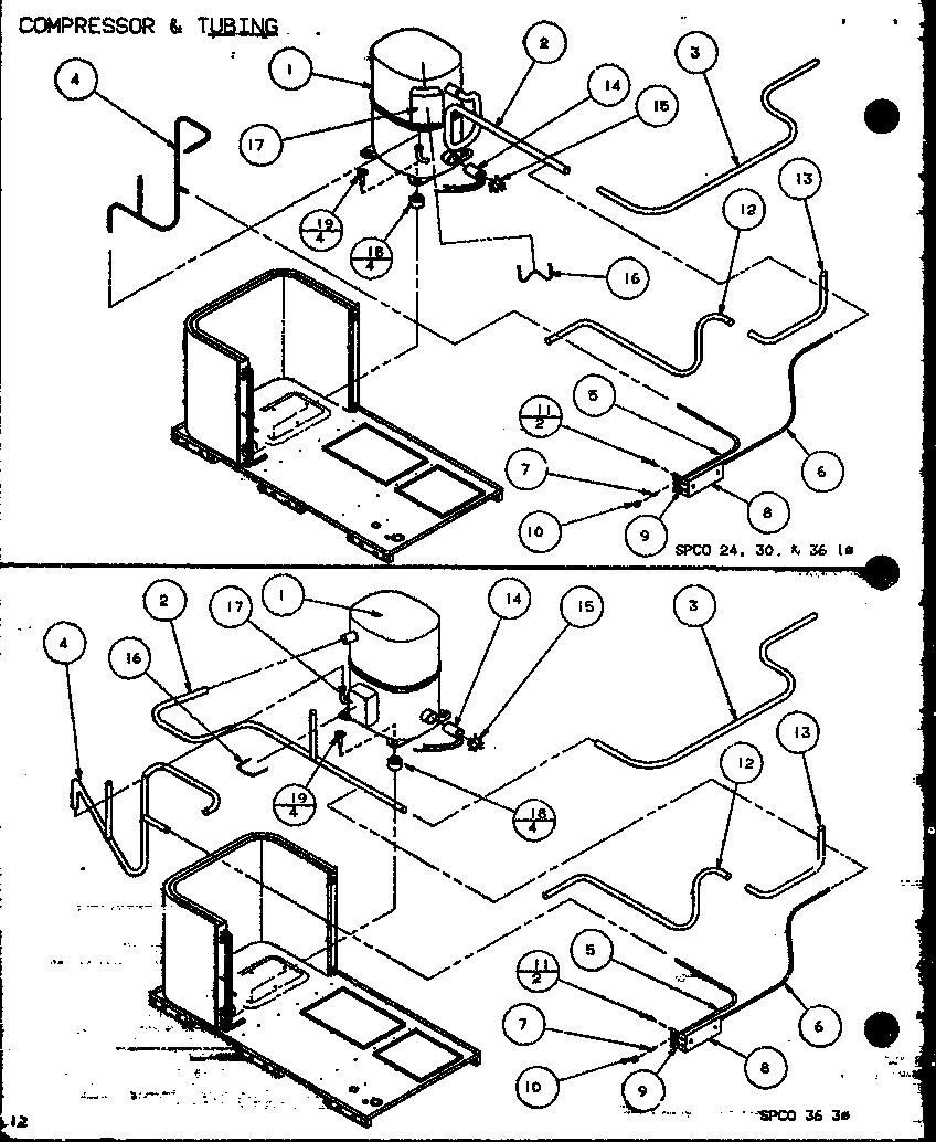 COMPRESSOR & TUBING (SPCO24001A/P9999101C) (SPCO30001A/P9999102C) (SPCO36001A/P9999103C) (SPCO36003A/P9999104C)