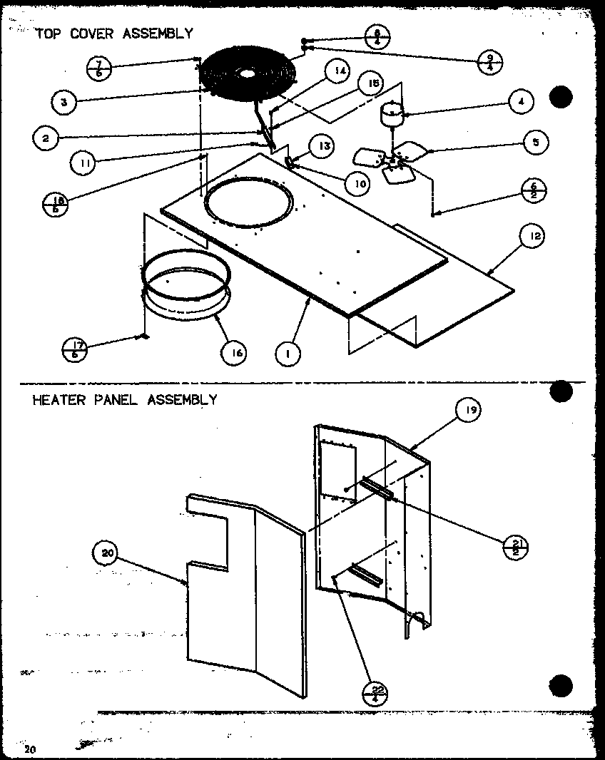 Top cover assembly/heater panel assembly (spco42001a/p9999105c) (spco42003a/p9999106c) (spco48001a/p9999107c) (spco48003a/p9999108c) (spco60001a/p9999109c) (spco60003a/p9999110c)