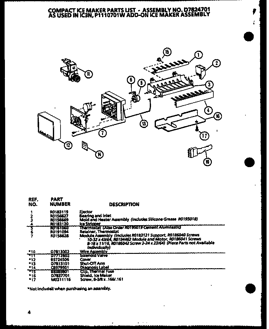 ADD-ON ICE MAKER ASSEMBLY (IC3N/P1110701W)