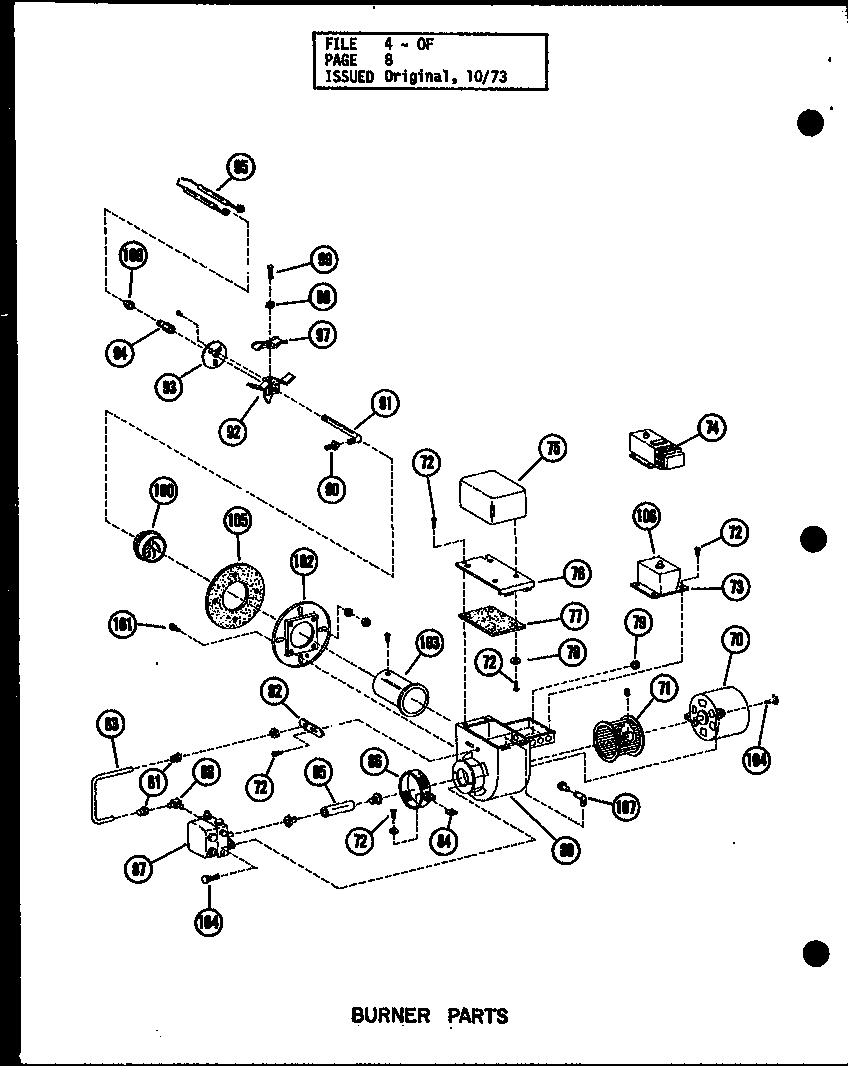 BURNER PARTS (OH-85/P96288-1F) (OH-85-3/P96288-2F) (OH-100/P96288-3F) (OH-100-3/P96288-4F) (OH-125/P96288-5F) (OH-125-3/P96288-6F)