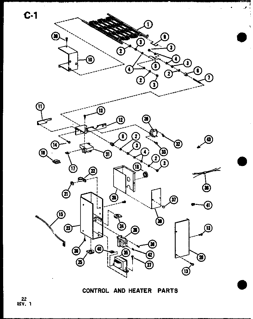 CONTROL AND HEATER PARTS (VBC18CT-1J/P54878-19C) (VBC23CT-1J/P54878-20C) (VBC30CT-1W/P55572-1C) (VBC35CT-1W/P55572-2C) (VBC30CT-1J/P54878-21C) (VBC35CT-1J/P54878-22C)