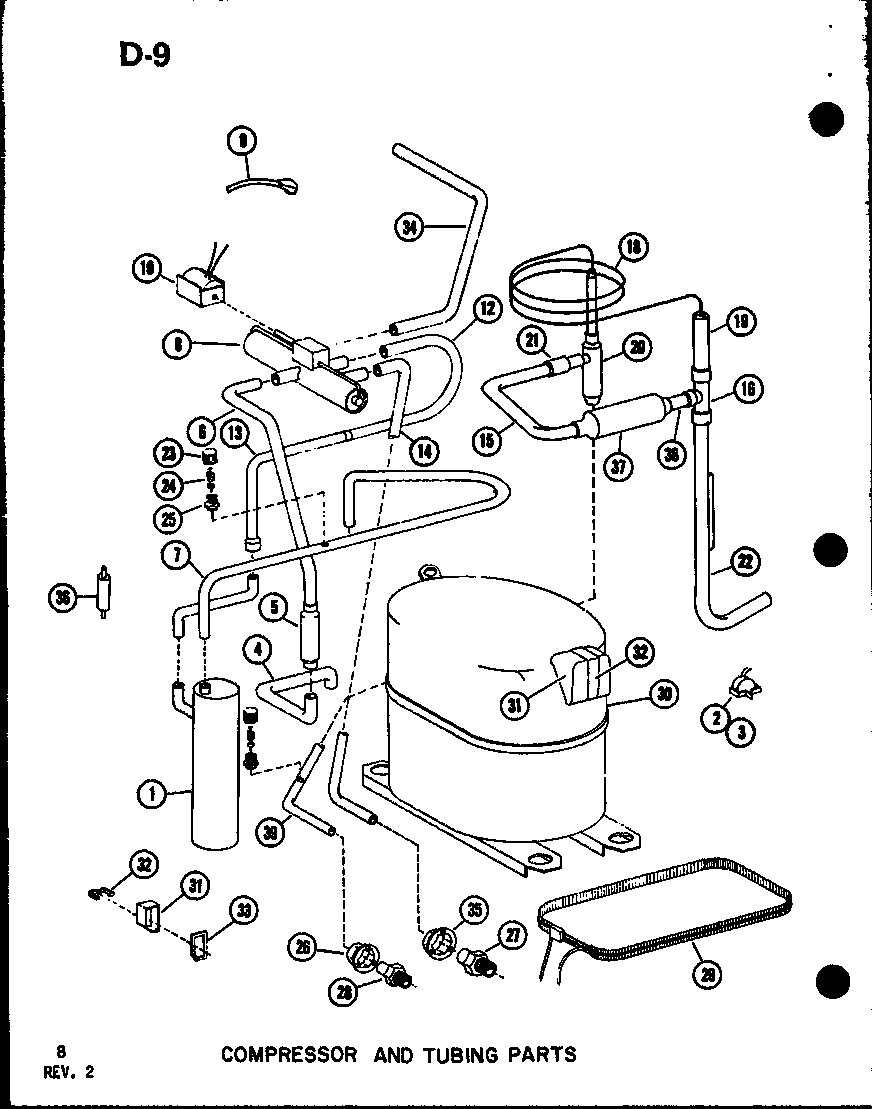 Compressor and tubing parts