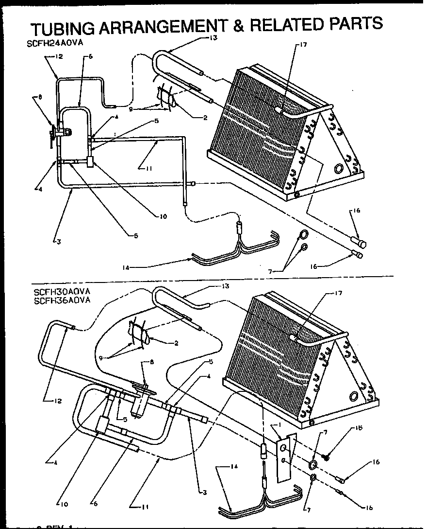 Tubing arrangement & related parts (scfh24aova/p1167601c) (scfh30aova/p1167602c) (scfh36aova/p1167603c)