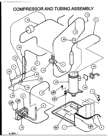 Compressor and tubing assembly (zrhf42u01a/p1155504c) (zrhf42u01b/p1155510c) (zrhf48u01a/p1155505c) (zrhf48u01b/p1155511c)