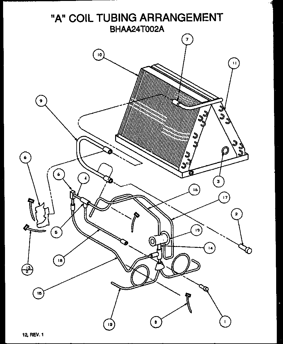"a" coil tubing arrangement (bhaa24t002a/p1109702c) (bhaa24t002f/p1109709c) (bhaa24t002b/p1109705c)