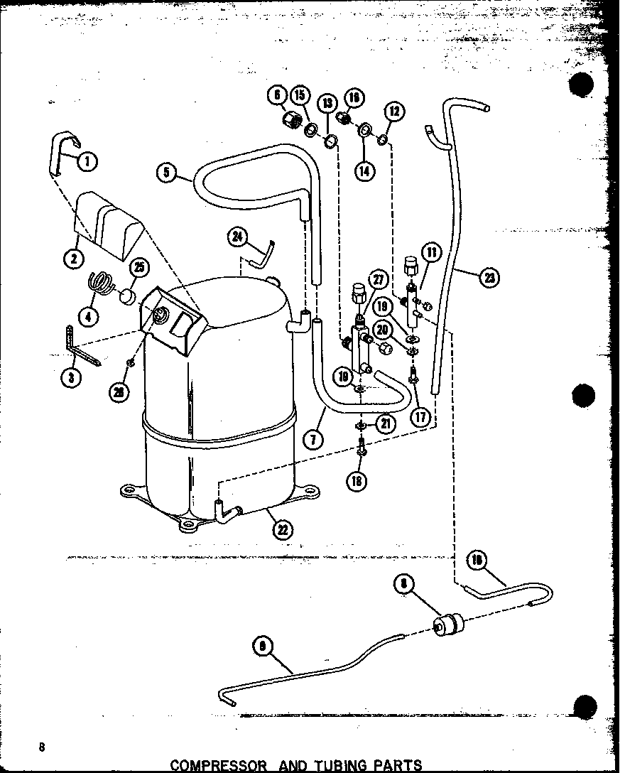 Compressor and tubing parts